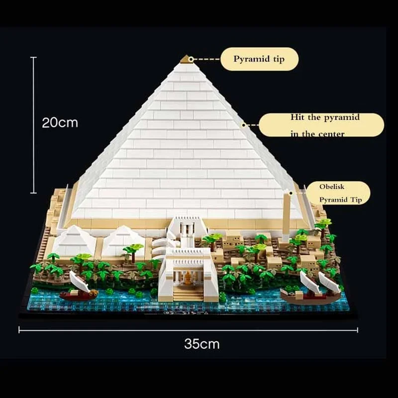 재고 있음 1476Pcs giza의 위대한 피라미드 모델 빌딩 블록 세트 호환 21058 Diy 조립 벽돌 아이 장난감 Brithday 선물