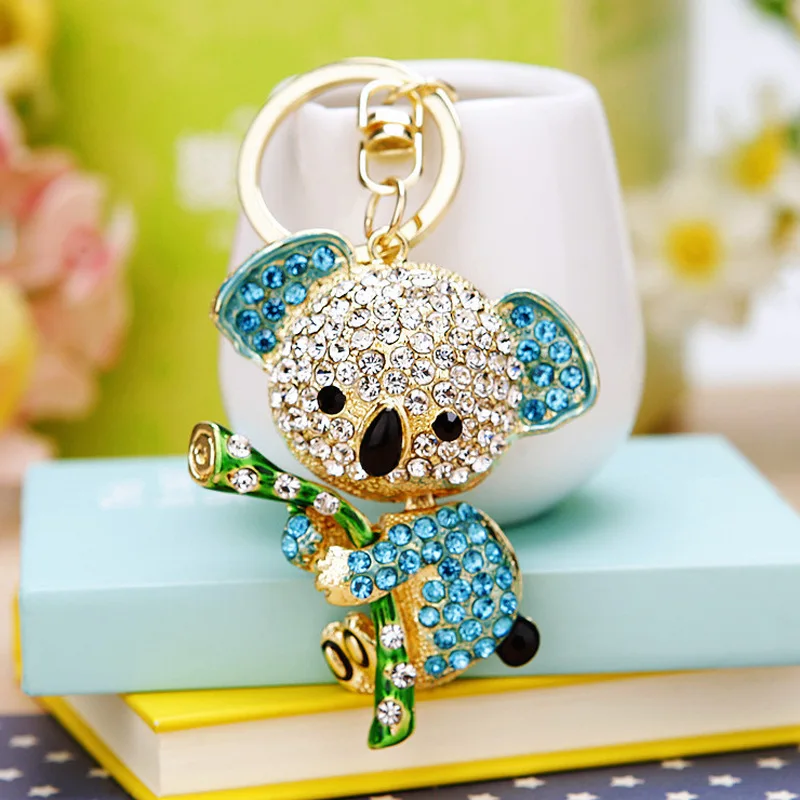 Strass lucidi adorabile portachiavi Koala gioielli di moda regalo per le donne portafoglio per bambini borsa appesa portachiavi decorativo animale