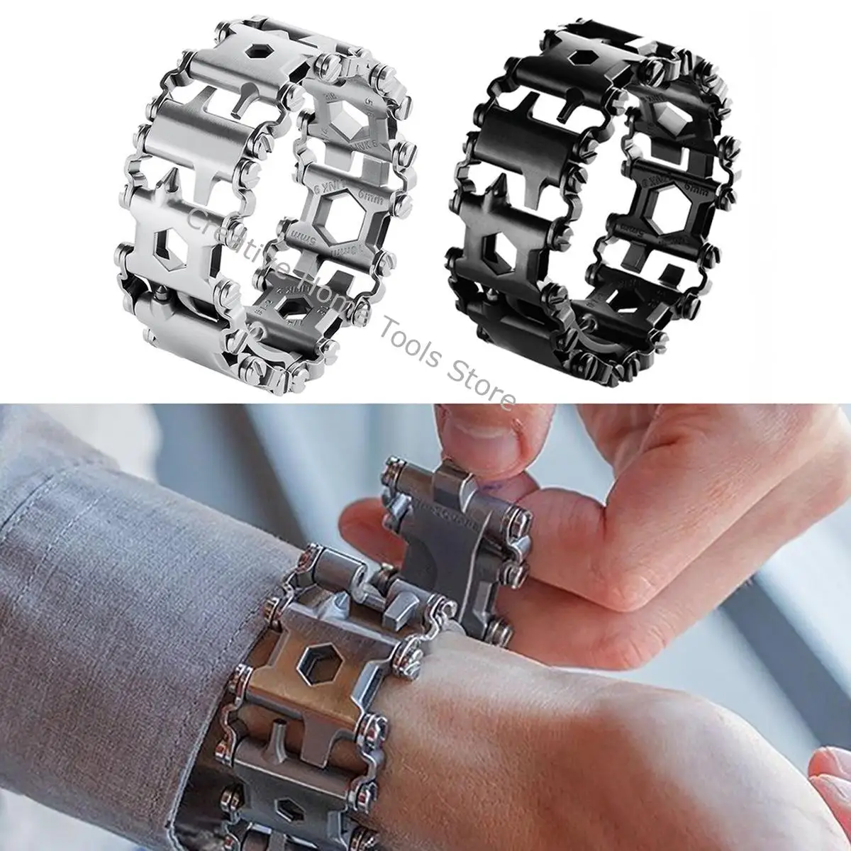 

Multi Tool Bracelet 29 In 1 Tread Bracelets Stainless Steel Men Outdoor Bracelet Multifunction Watch Strap Survival Accessories