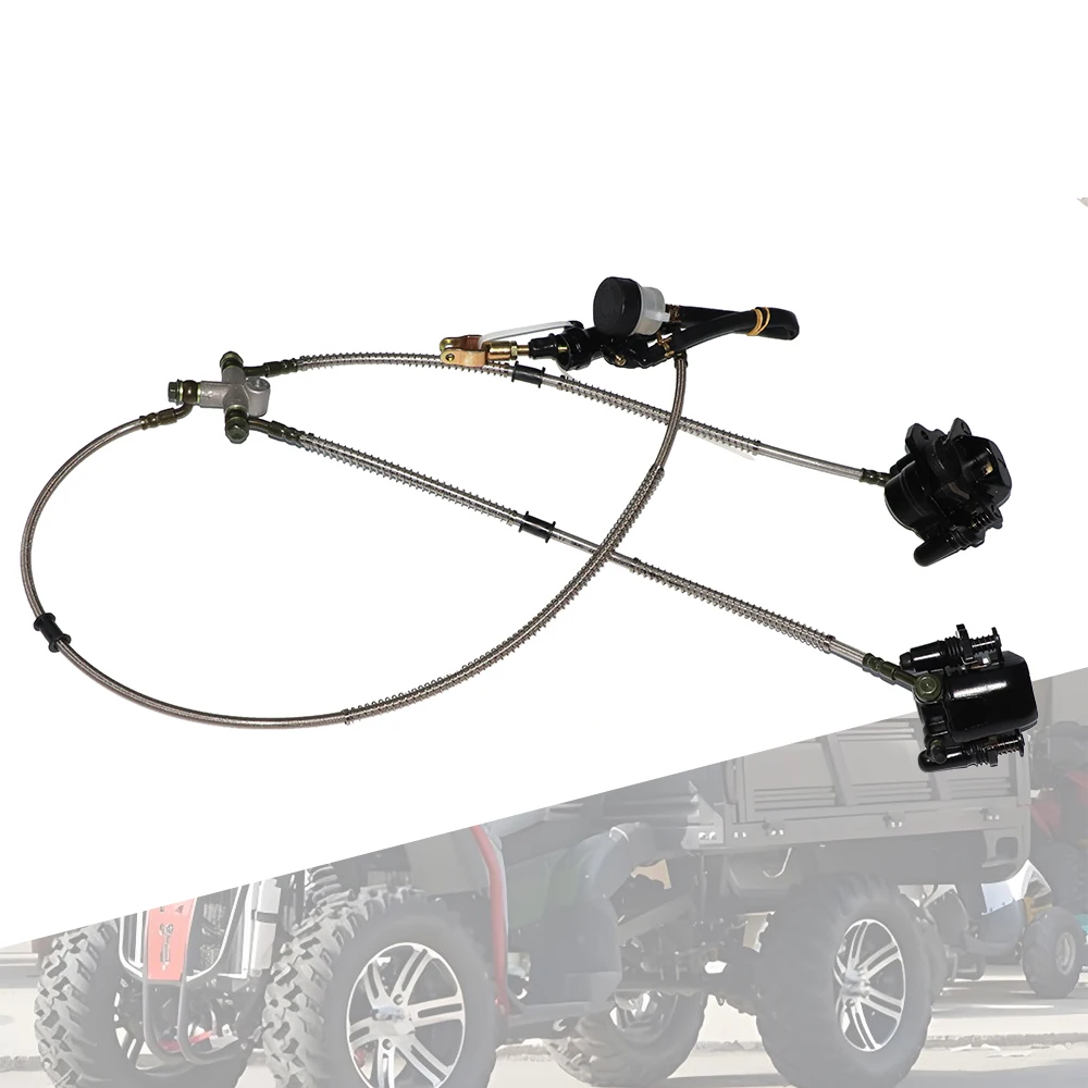 

Hydraulic Foot Rear Twin Disc Brake Master Cylinder Caliper Assembly for 150cc-250cc ATV Go-Kart UTV Buggy Quad Bike - Motorcycl