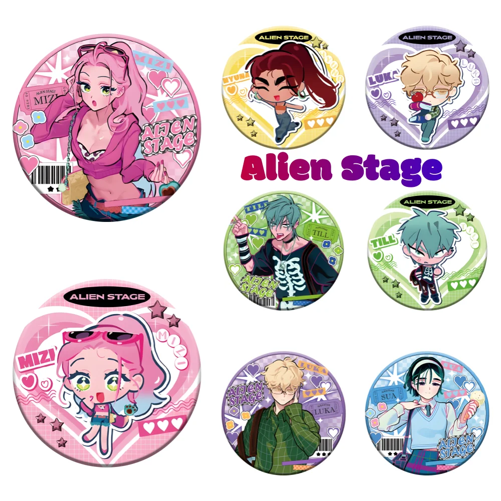 Anime Alien Stage Badge LUKA HYUNA LVAN TILL SUA MIZI Cartoon Brooches Handmade Exquisite Tinplate Enamel Pins Bag key chain