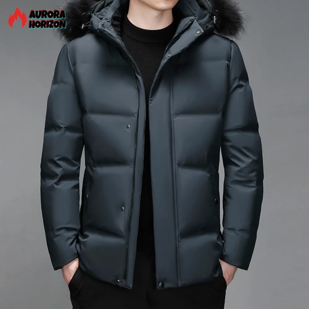 ZOZOWANG 2023 Arrival Duck Down Jacket Big Fur Hat Collar Detachable Thick Winter Plus Size 4XL Warm Mens Winter Down Coats