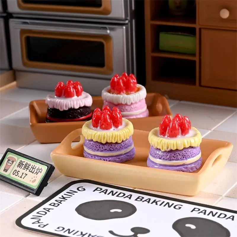 Maison de poupée Miniature, Simulation de crème, gâteau aux fraises, modèle alimentaire, jouet, ornements de maison, jouet pour enfants, jouets de Simulation, cadeau, 5/10 pièces