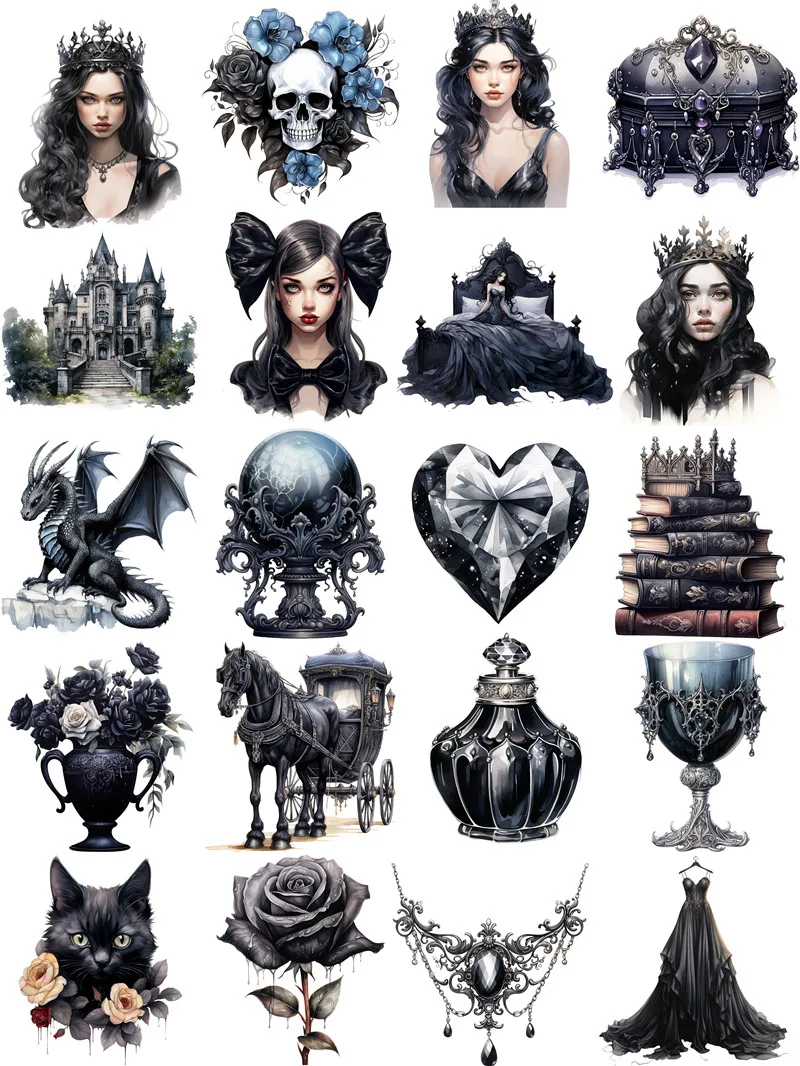 20Pcs/Pack Gothic Queen Sticker DIY Craft Scrapbooking Album Junk Journal Decorative Stickers