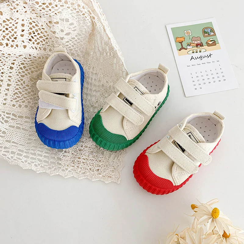 

Children Canvas Shoes Baby Soft Indoor Shoes Boys Girls Low-top Caual Shoes Kids Candy Color Hook Shoes