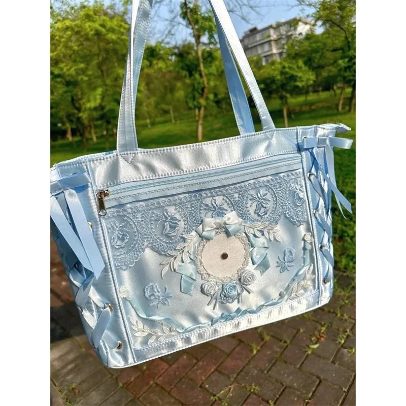 נשים מתוק lolita ורוד itabag יפני שקופה הכתף תיקים חמוד tote נשים אופנה harajuku kawaii תיק אסתטי אסתטי