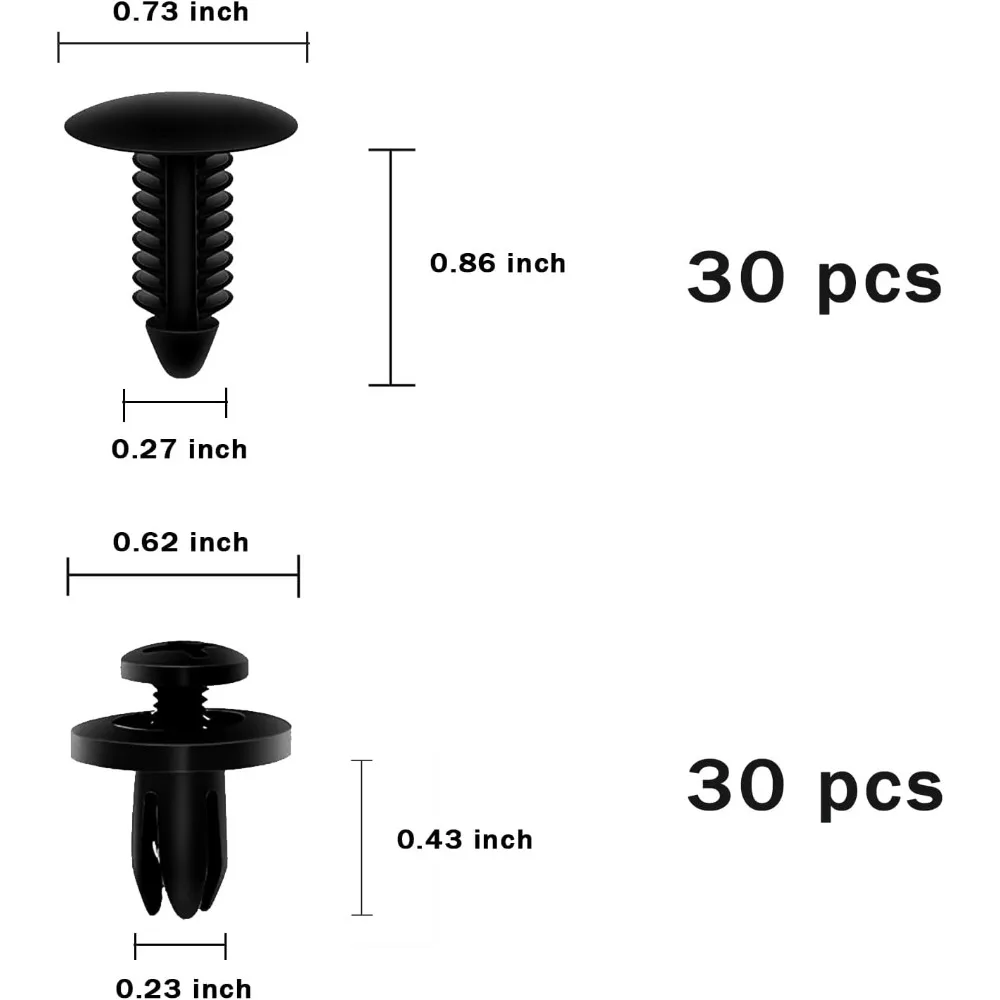 مجموعة مشابك تثبيت السيارة العالمية مكونة من 200 قطعة، بمسامير دفع تلقائية بأحجام متنوعة لمثبتات الجسم لحاجز اللوحة