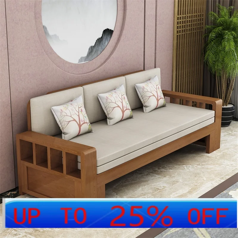 

LH solid wood sofa bed, living room multi-functional dual-purpose foldable push-pull sitting sofa