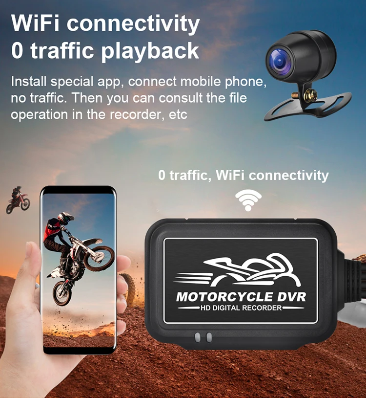 

dustproof Waterproof Dual 1080P Lens 0-data Wi-Fi connectivity Motorcycle GPS Recorder Starlight night vision 120° wide andle