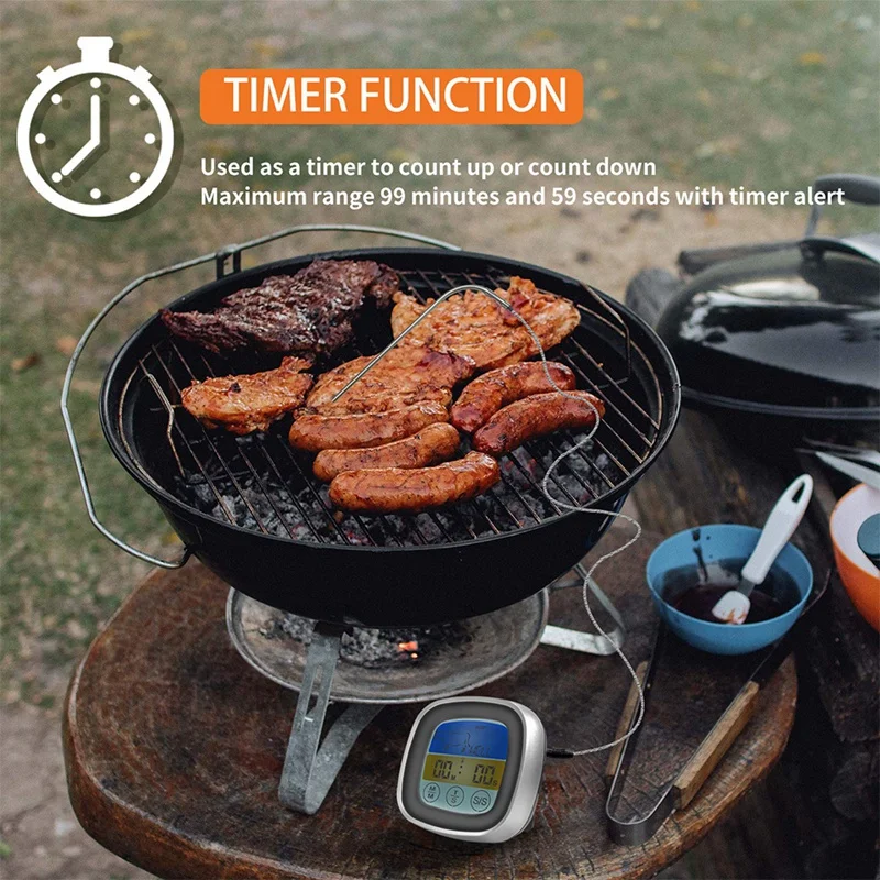 Instant Read Meat Thermometer,Waterproof Digital Thermometer With Touchscreen Colour LED Display For Food Cooking