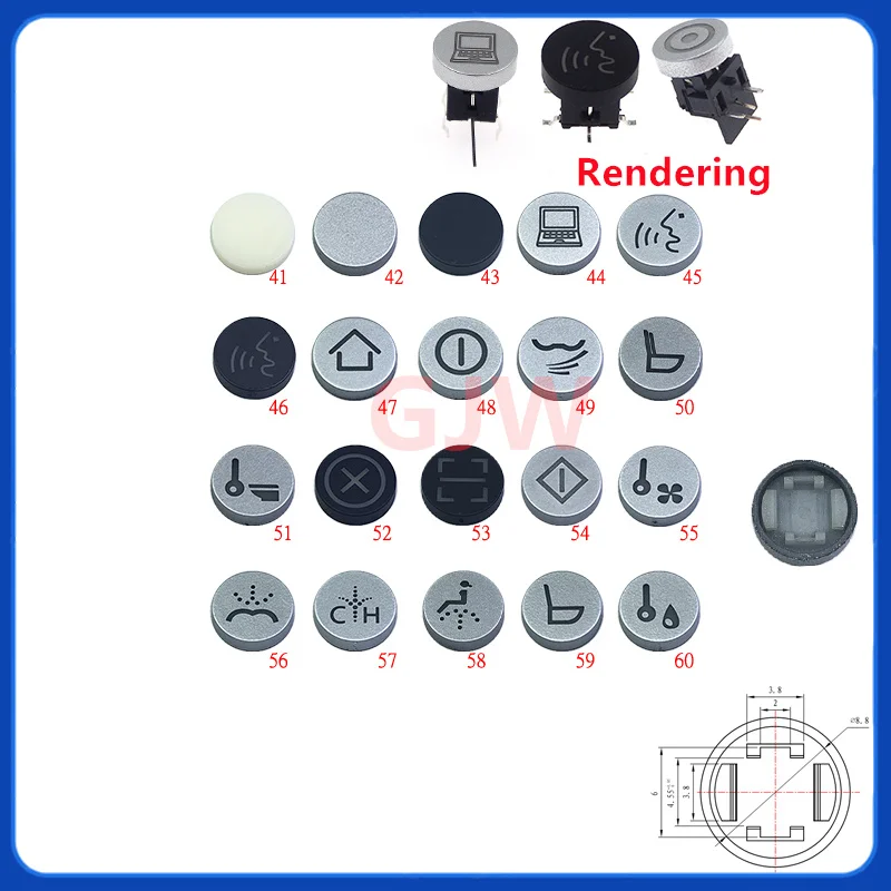 10Pcs Light Touch Switch Cap Diameter 10mm Concave Hat Key Touch Switch Silver Gray Button Cap