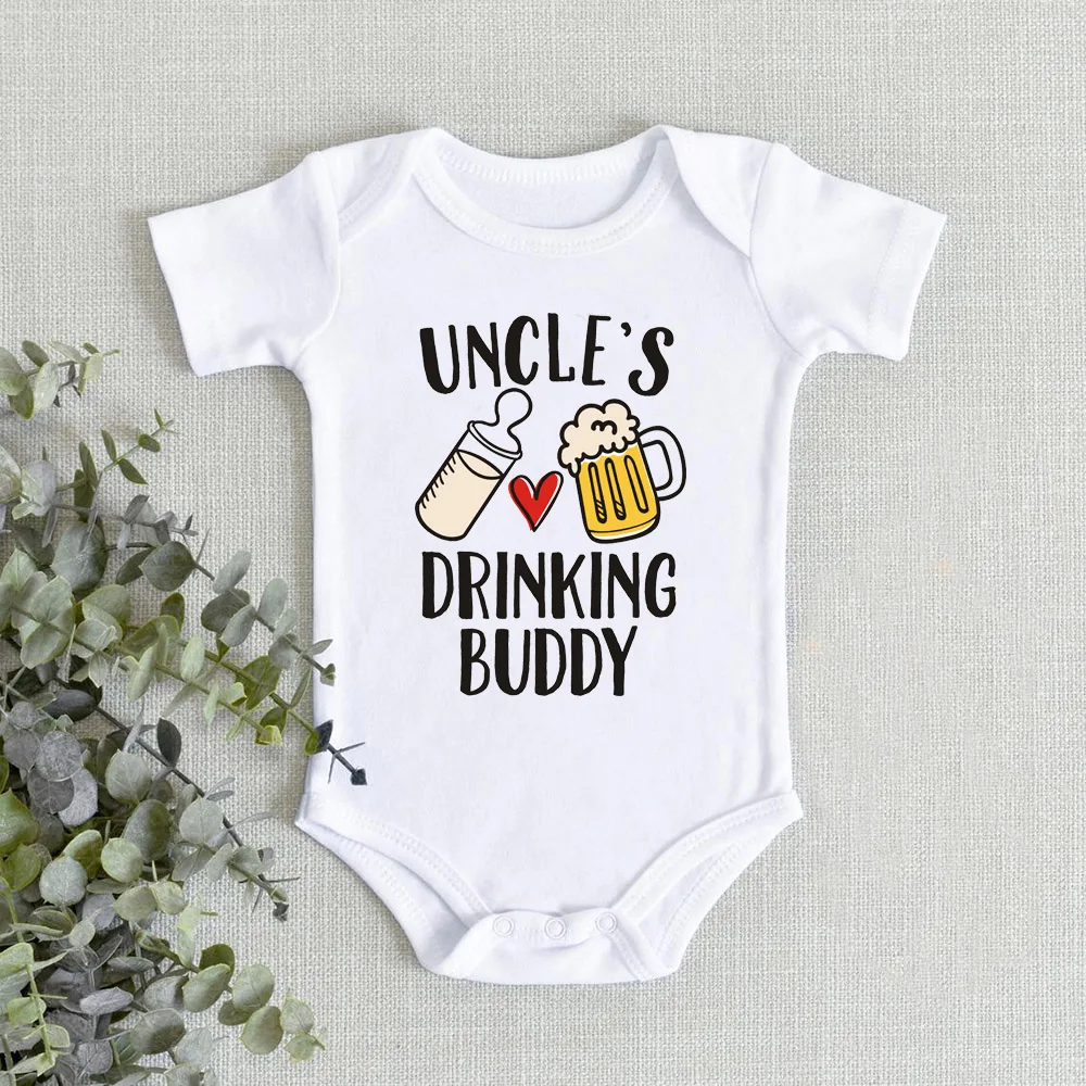 Uncle's/Daddy's Drinking Buddy Funny Print Baby Rompers Cotton Short Sleeve Boys Girls Jumpsuits Casual Infant Bodysuits Gifts