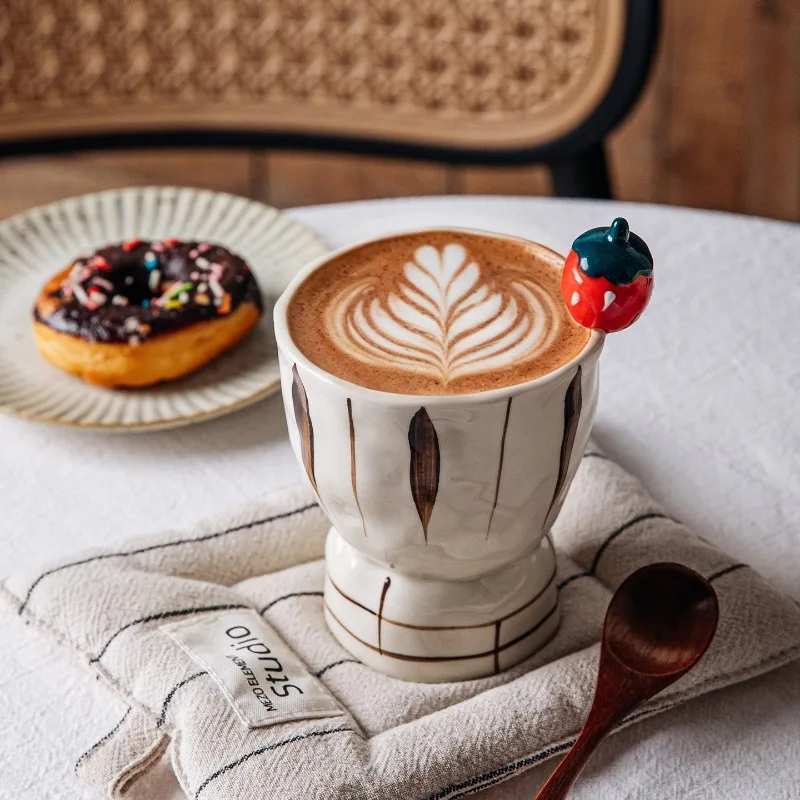 Unique Underglaze Hand-Painted Pinch Cup - Artistic Latte Coffee Mug, Exquisite Gift Choice