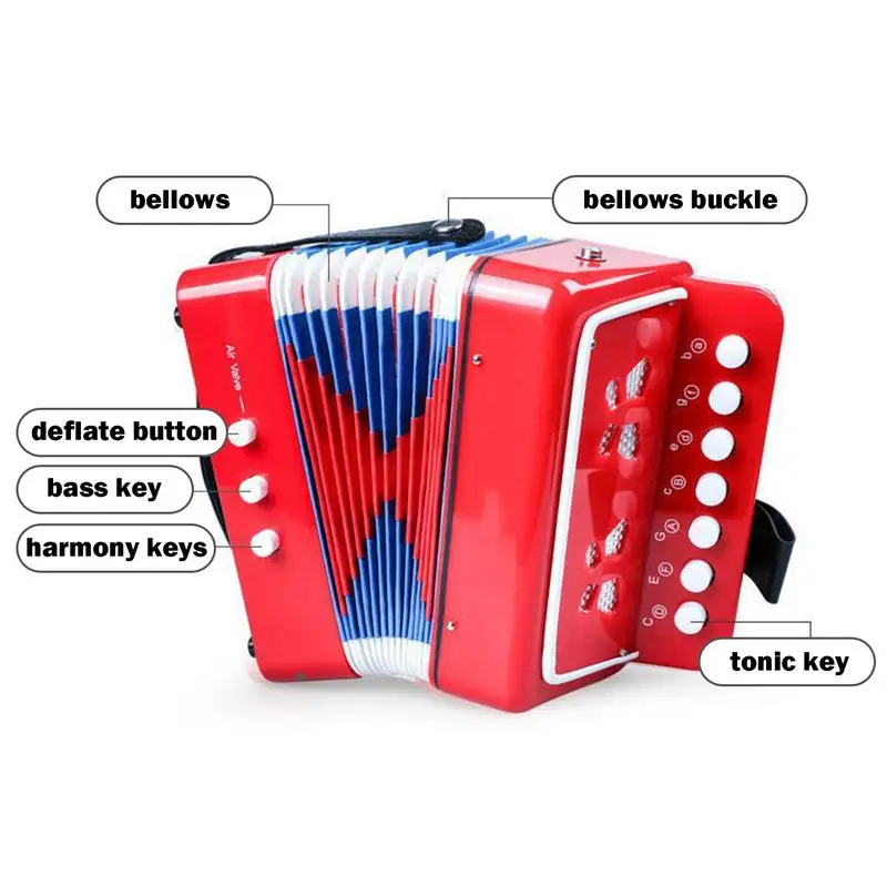 Kids Accordion Toy Musical Instrument For Children Portable Early Development Educational Music Toy For Boys Children Beginners