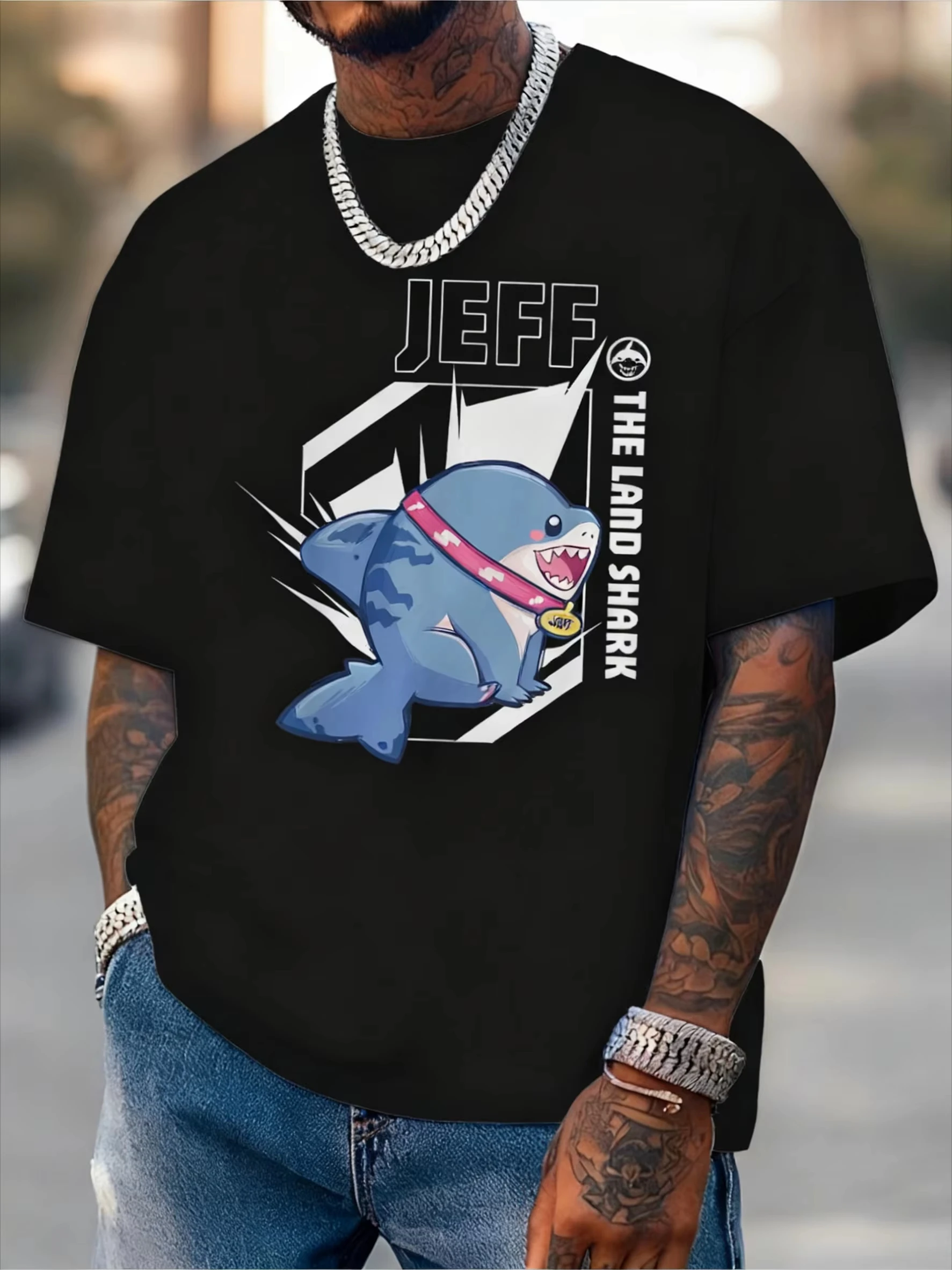 تي شيرت Marvel Rivals Gamerverse PVP يجلس Jeff The Land Shark، تي شيرت رجالي، ملابس كاجوال، ملابس يومية، ثقافة البوب