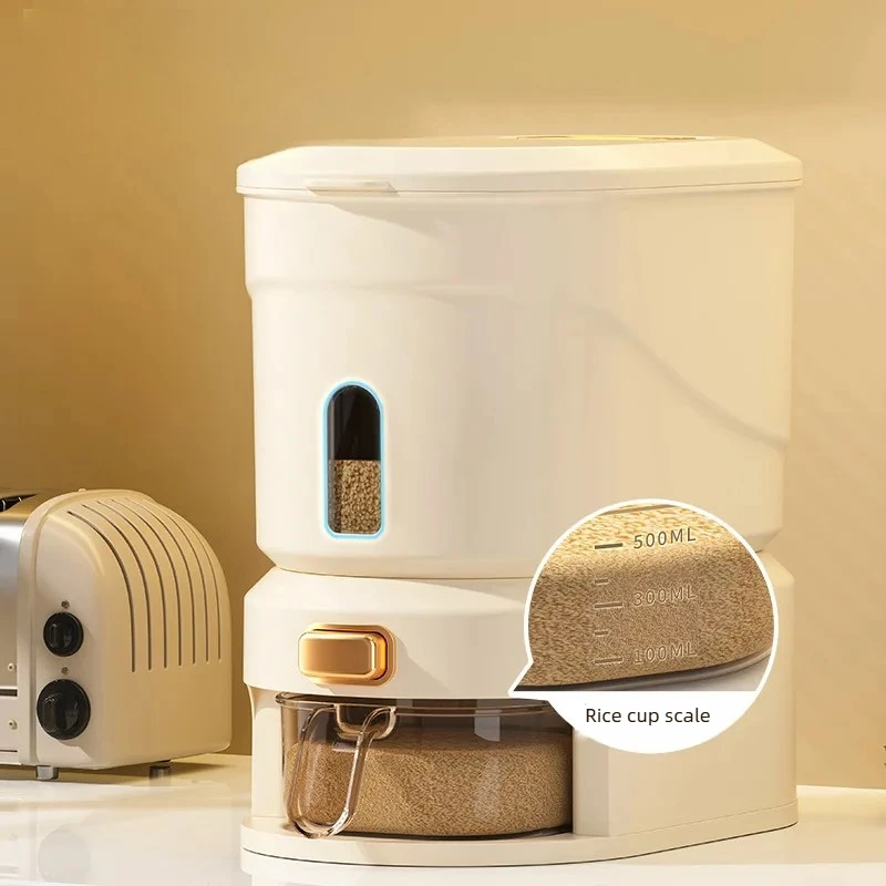 Food Grade Rice Container with One-Touch Dispenser - Airtight Kitchen Grain Bin for Rice, Flour & Dry Food, Moisture & Bug Proof