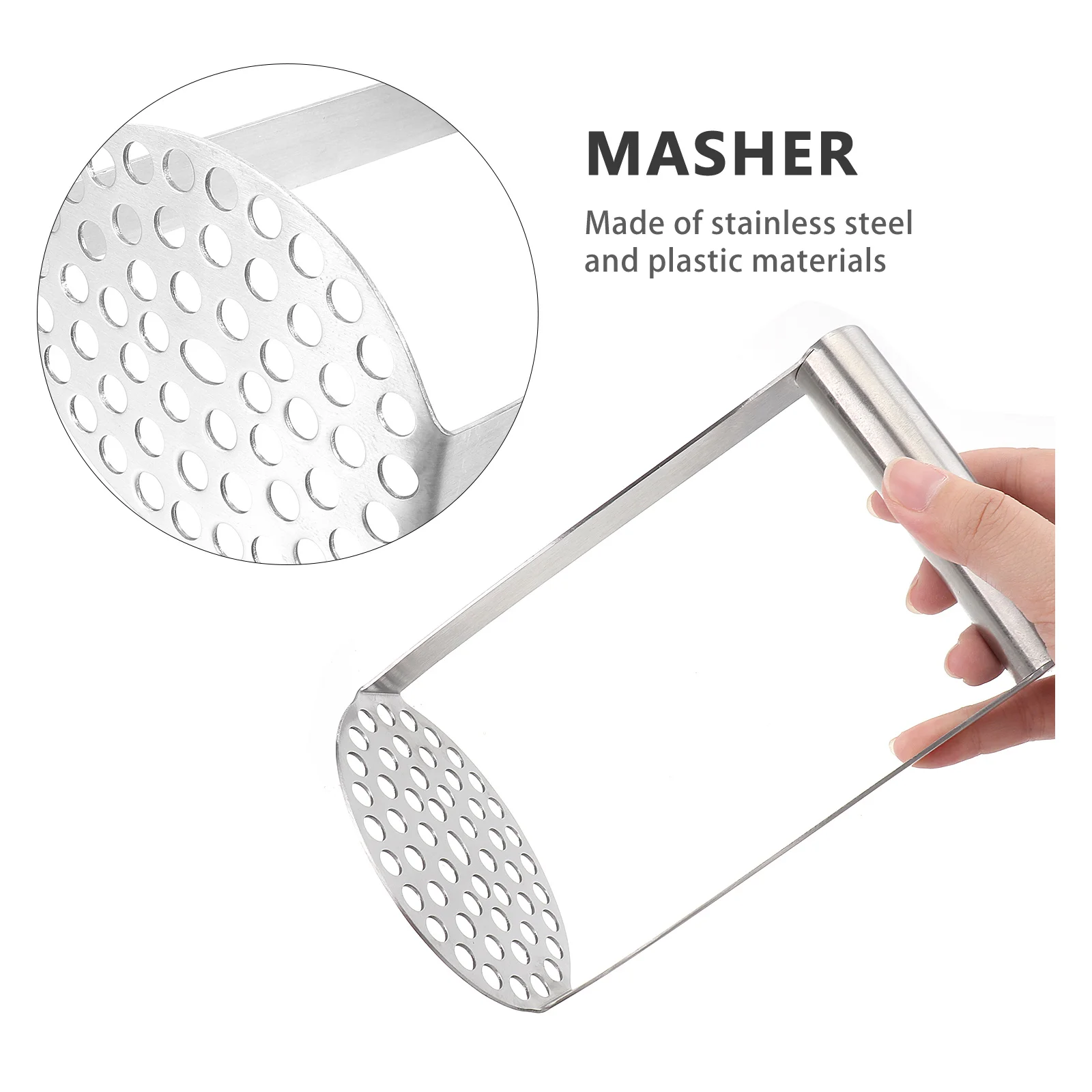 

Stainless Steel Potato Masher Manual Vegetable and Fruit Ricer Crusher Tool Portable Kitchen Gadget Potato Ricer