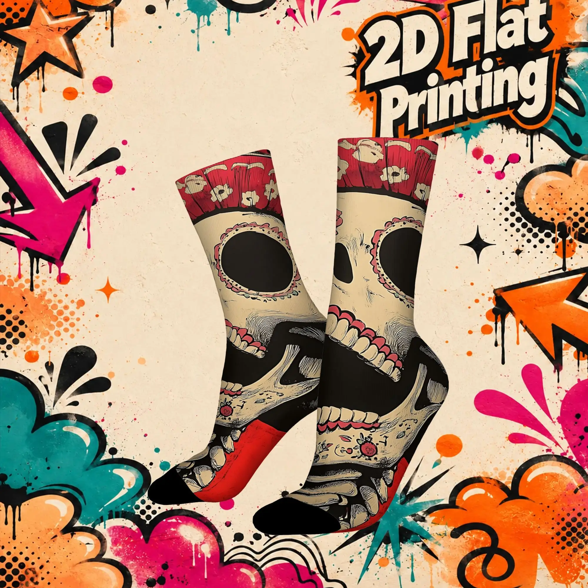 Eternal Bloom Print Vintage  Street Style Novelty Casual Crew Creative Sock Sports Socks