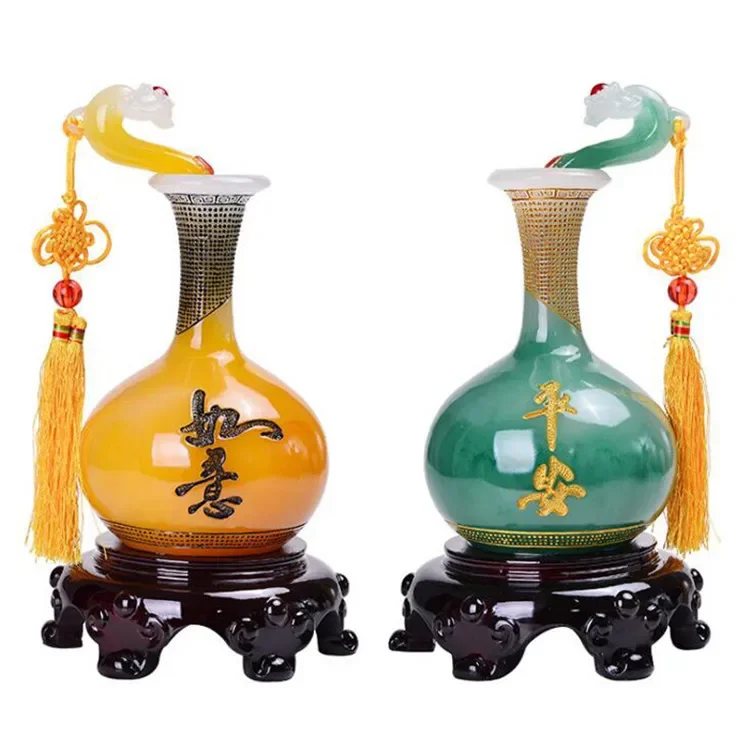 

New Resin Peace Ruyi Vase Decoration Lucky Gift Living Room Study Office Desktop Decoration Decoration Opening Christmas Gift