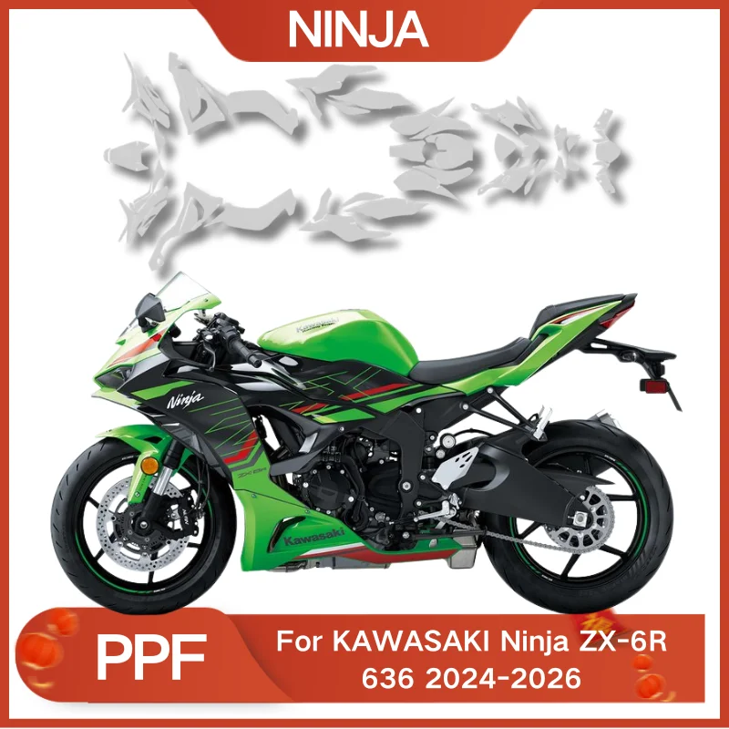 

For Kawasaki Ninja ZX-6R 636 2026 Motorcycle PPF Paint Protection Film Full Body Kit Invisible Self-Healing TPU Clear Bra