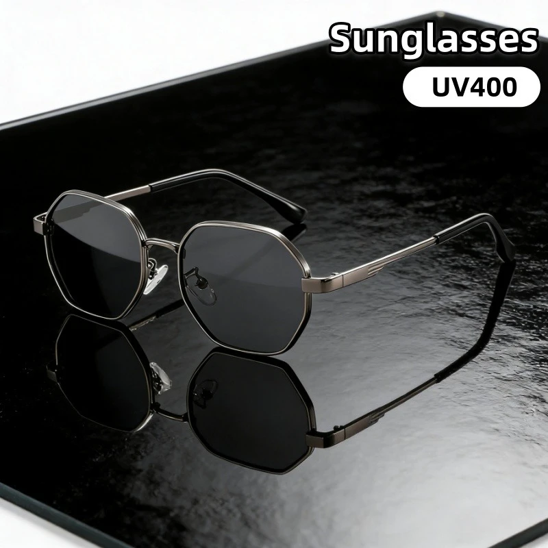 

Fashionable and Simple Polygonal Metal-framed Sunglasses Man Women 2026 New Street Photography UV Resistant Glasses