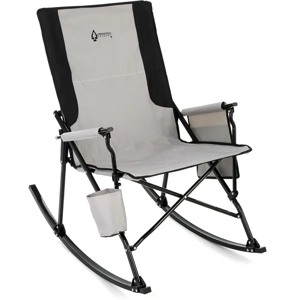 

Прочное складное кресло-качалка для кемпинга с большим подстаканником, боковым карманом и компактным дизайном для комфортного отдыха на природе