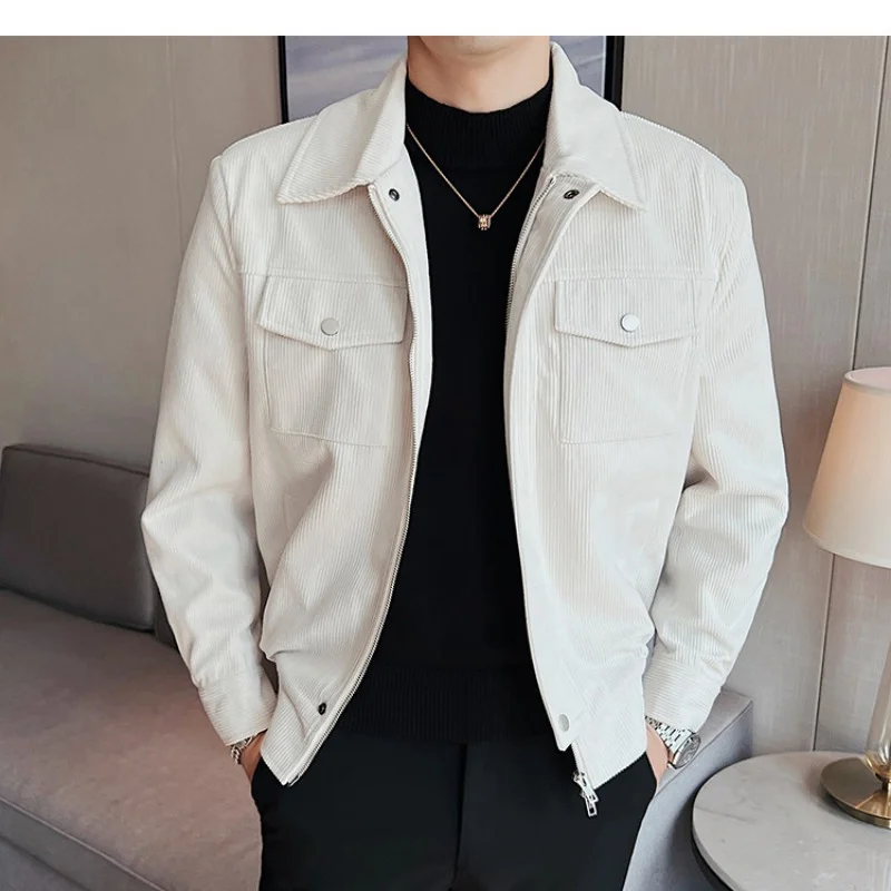 Brand Clothing High Quality for Men Casual Business Jackets/Male Slim Fit Corduroy Stripes Thick Keep Warm Coats S-2XL