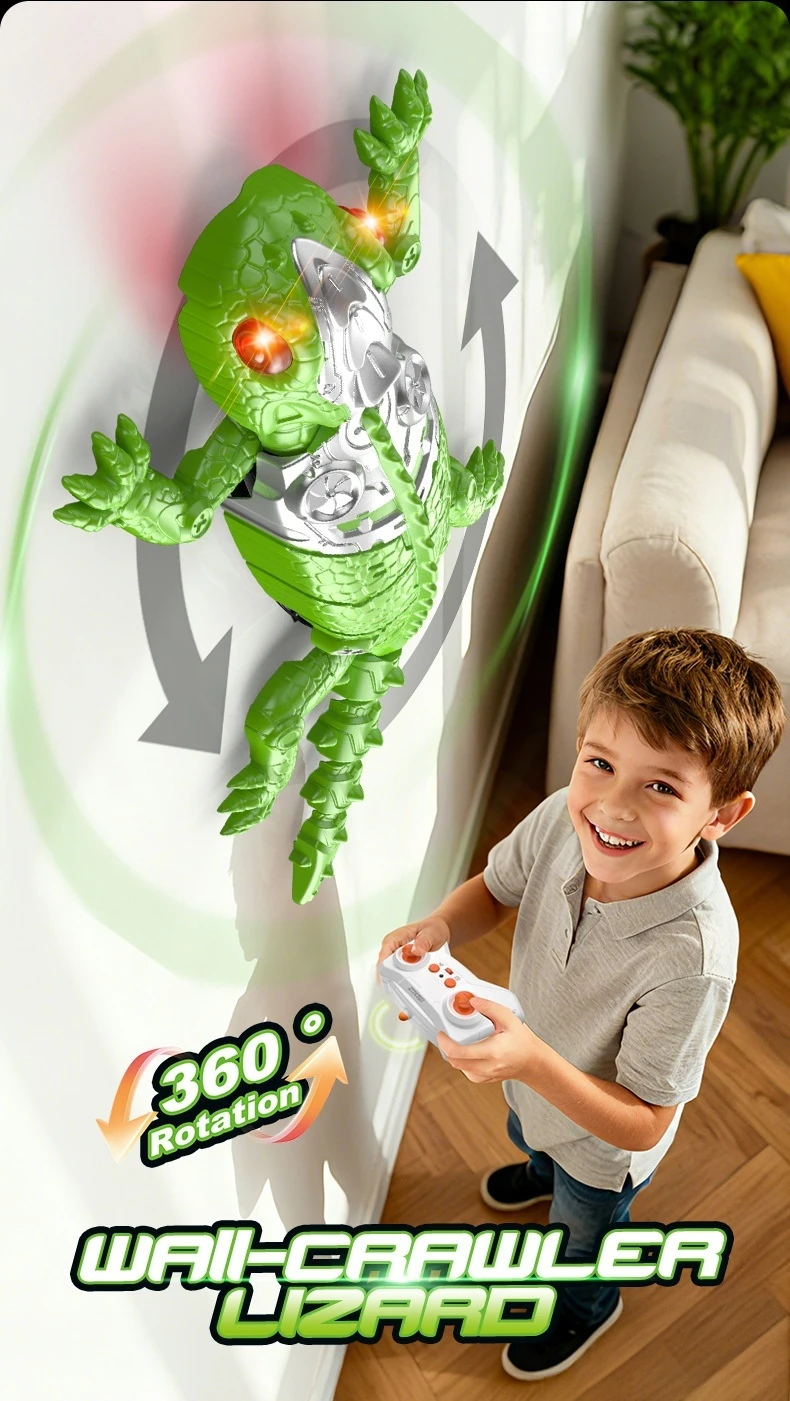 RC lizard climbing a wall
