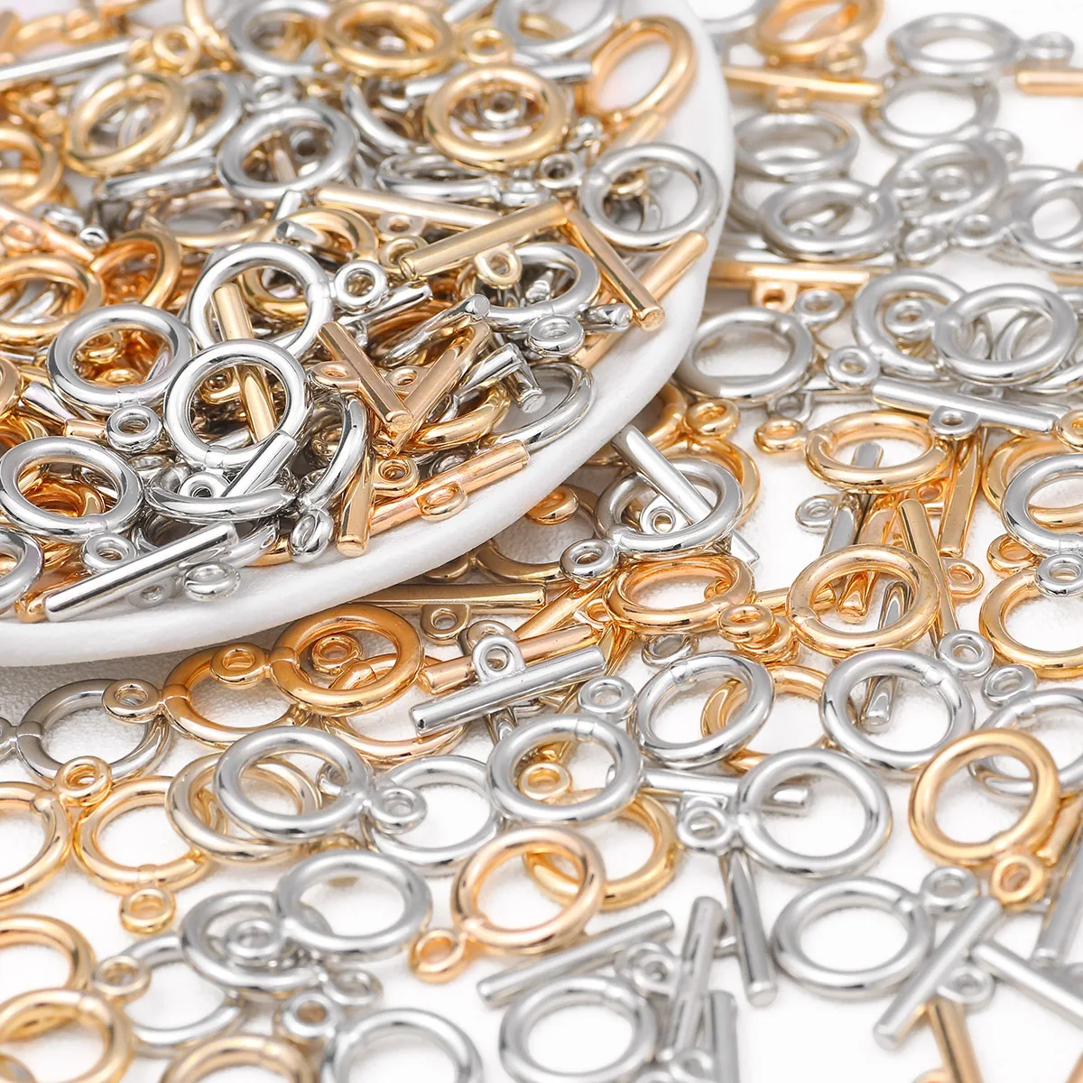 16/21mm galvanisierte CCBoT-Verschlüsse in Weißgold/KC-Gold (20 Stück pro Farbe) handgefertigt für DIY-Schmuckherstellung, Halsketten-Verbindungselemente, Zubehör