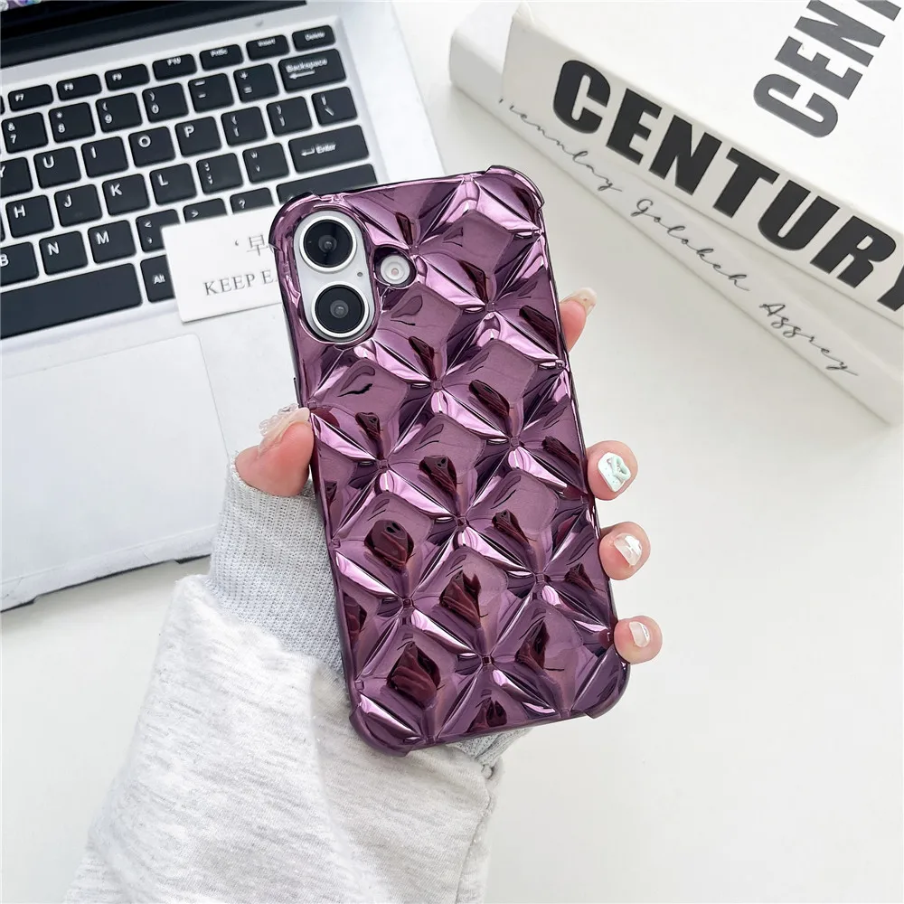 For iphone16pro max case 14 13 12 11 15Pro Case Fashion Luxury rhombus soft silicone case for iphone 15pro max case 16pro cover