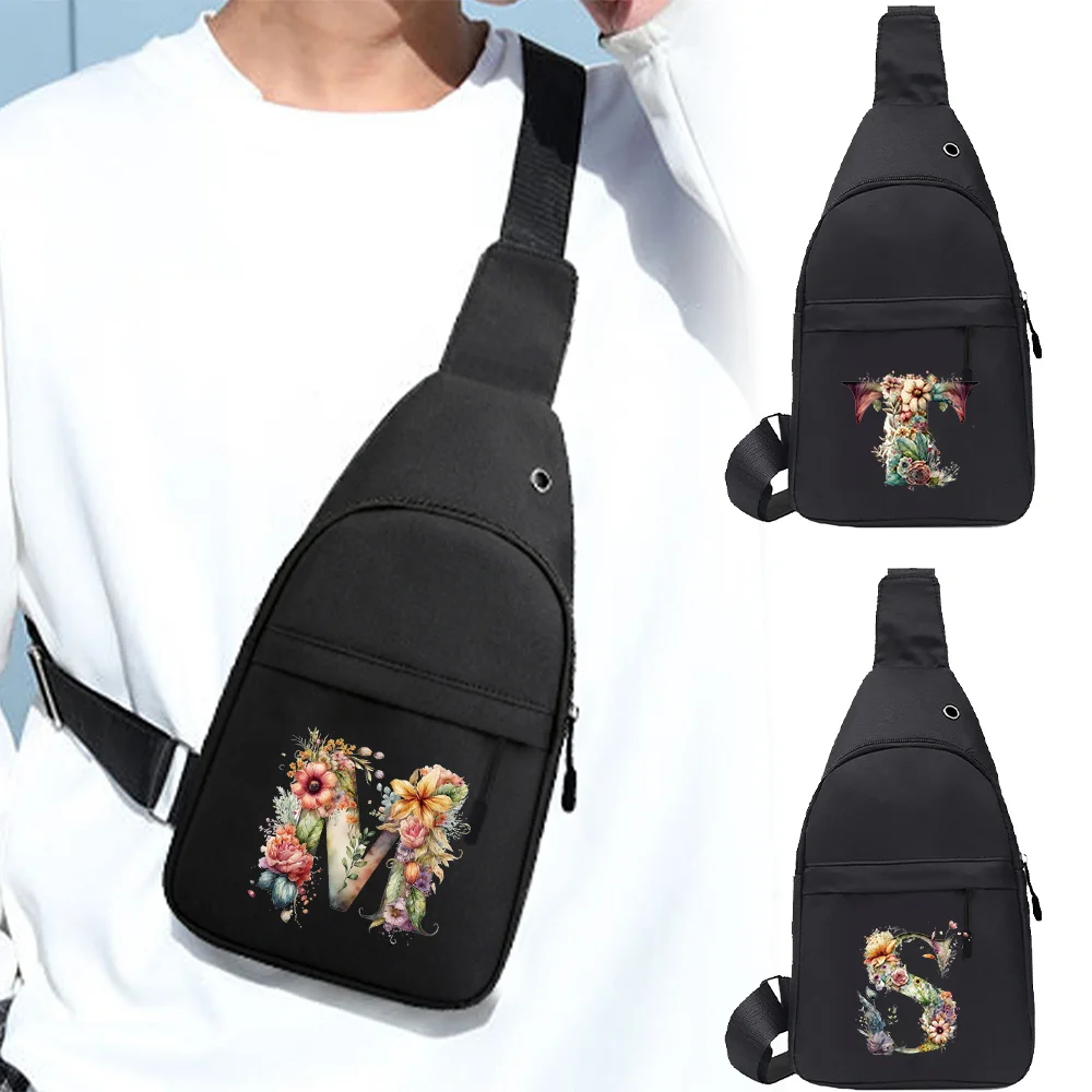 

Нагрудная сумка большой емкости для бега, легкая многофункциональная серия с цветочными буквами, модная сумка через плечо для путешествий, пешего туризма