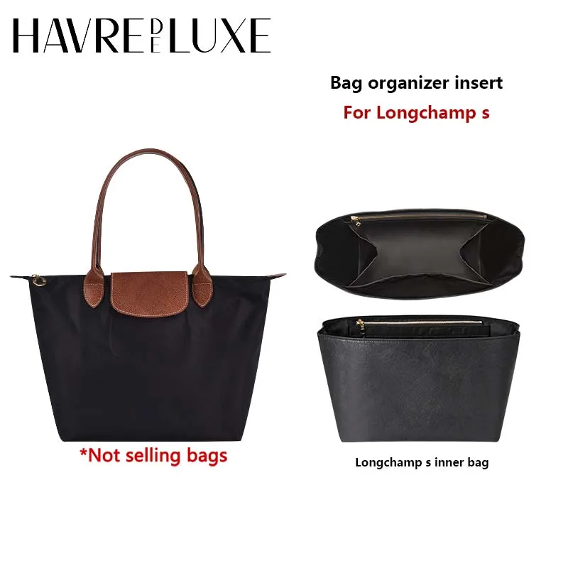 Bag organizer insert for Longchamp bag YKK zipper DuPont paper storage bag support handbag liner bags accessories