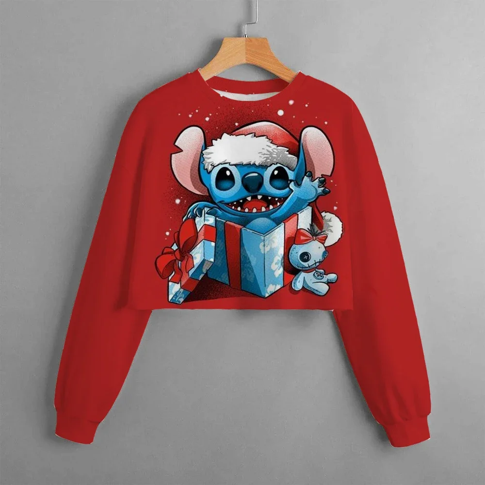 Kids Christmas New Kids Clothes Cartoon Disney Stitch Print Cute Birthday Party Costumes Girls Street Sports Hoodie Girls Tops