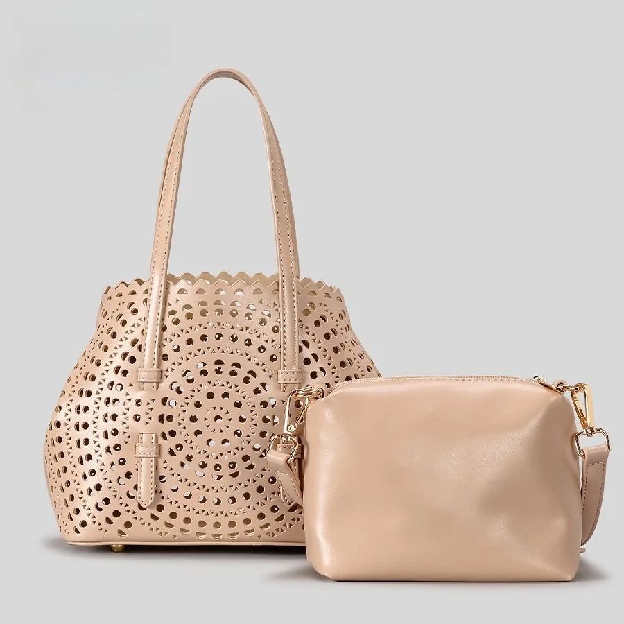 

Uniquely Designed Wave Hollowed Out Handbags Women's Carved Cauliflower Basket Fashionable And Versatile Shoulder Crossbody Bags