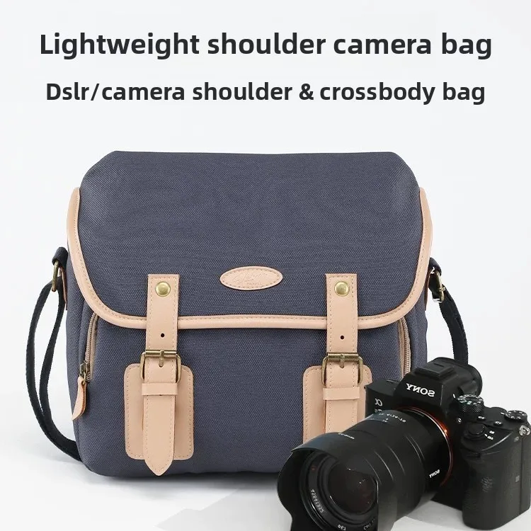 Camera Bag DSLR Photography Shockproof Multi Compartment Water Resistant PU Leather Camera Photography Crossbody Bag