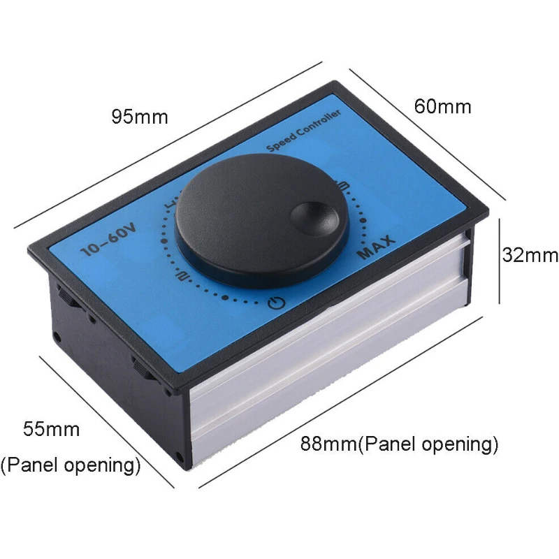 DC 10-60V 20A PWM Motor Speed Controller Regulator Adjustable Variable Speed Reversible Control Potentiometer Switch DC 12V 24V