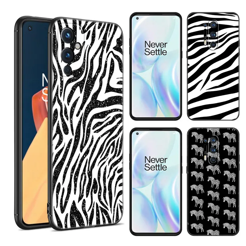 Fashion Zebra Pattern Black Silicone Phone Case For OnePlus 9R 10R 11R 12R ACE 2 Pro 2V 3V Nord CE 2 3 Lite 4 N10 N20 N30 SE 5G