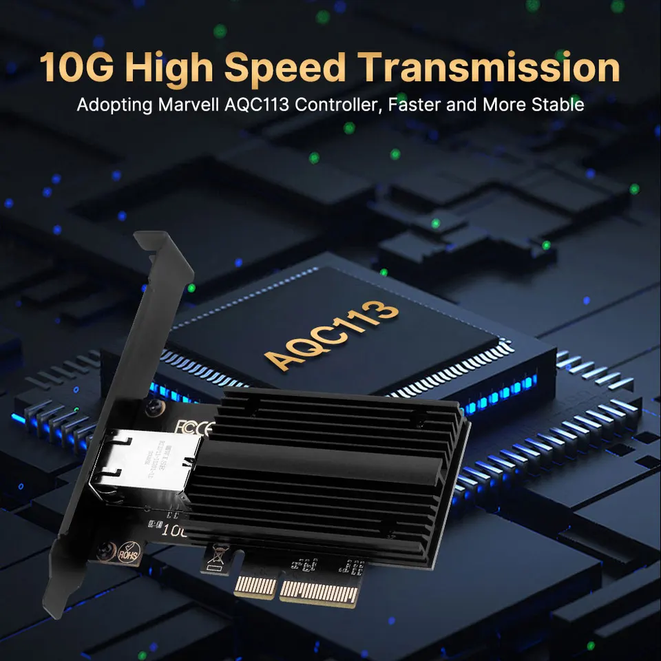 10Gbps PCIe NIC Card with Marvell AQC113C for Desktop PC