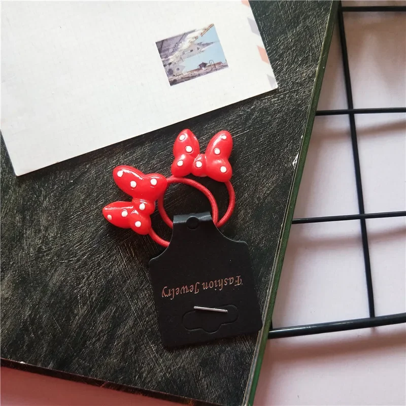 Disney Minnie Mouse Hair Rope Hairs Clip Cartoon Figures Barrettes Rubber Band Hairpin Elastic Headwear Girls Hair Accessories