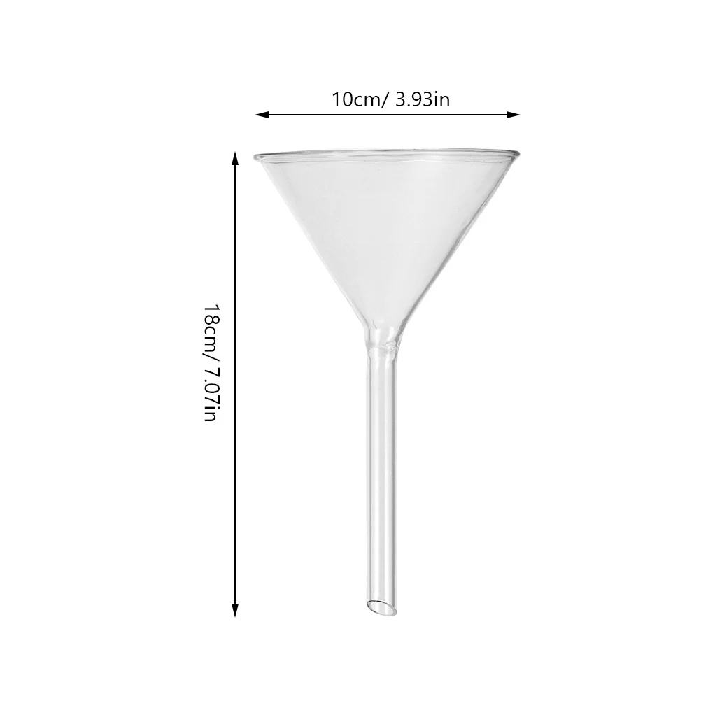 2Pcs 100mm Short Stem Glass Triangular Funnel High Chemical Resistance Clear Visibility Laboratory Filling Tool