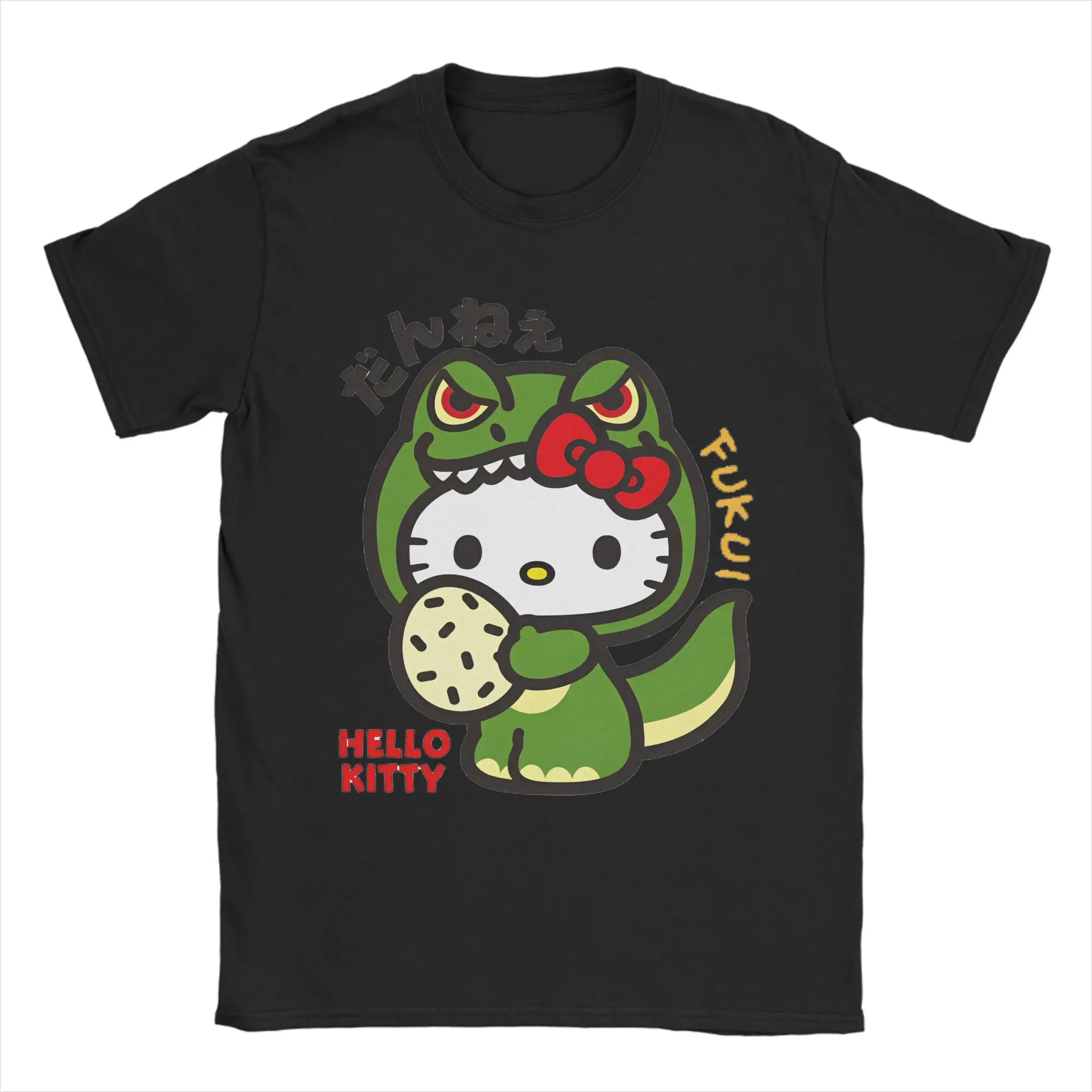 

MINISO Casual Hello Kitty Dinosaur T-shirt Women's Round Neck Cotton Short Sleeve T-shirt Summer Harajuku Streetwear T-shirt