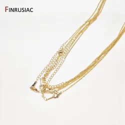 Wholesale Real Gold Plated Brass 1.4mm thickness 50cm length Thin Chain for Necklace Making, DIY Jewelry Making Chain Supplies