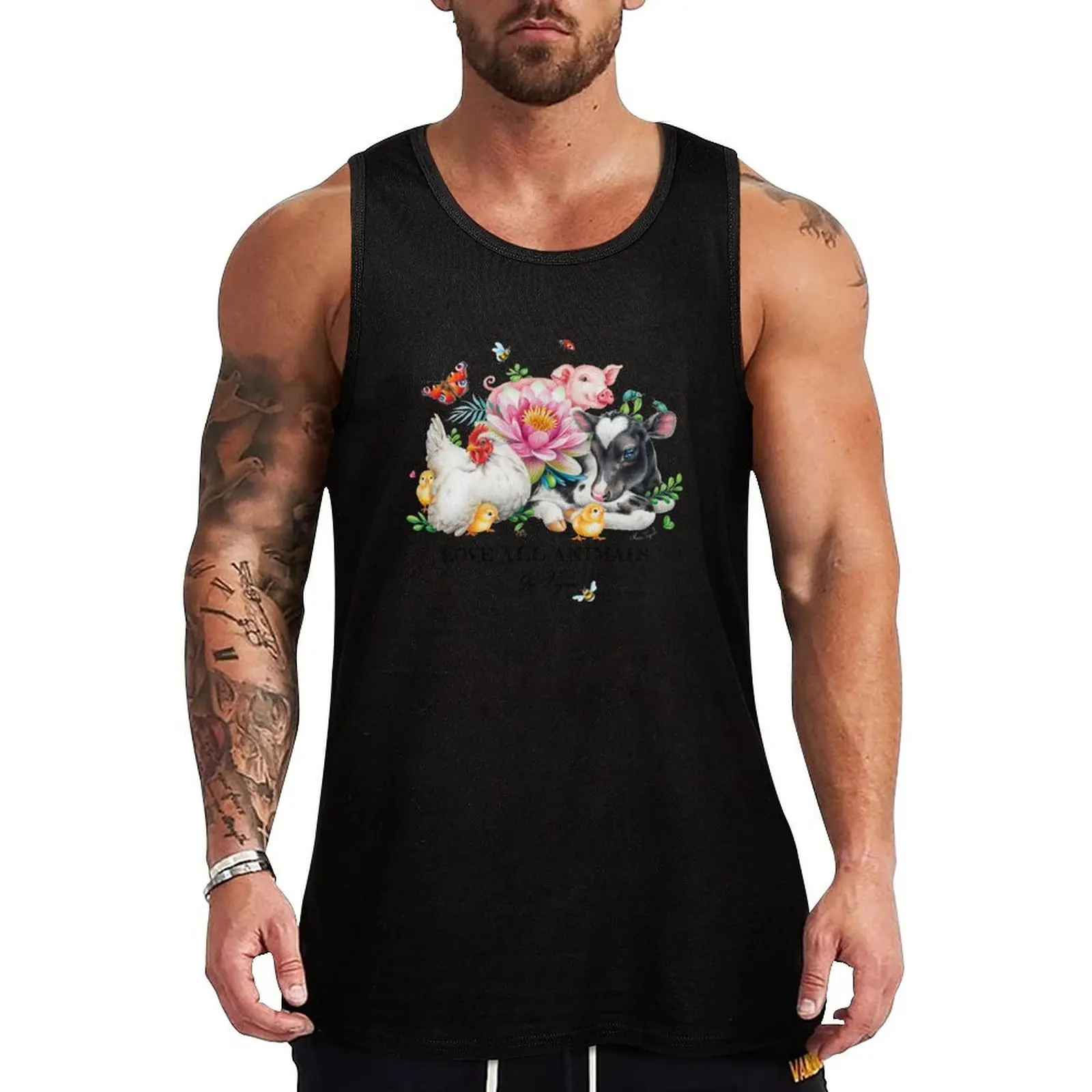 Vegan summer by Maria Tiqwah Tank Top Men gym sportswear t-shirts man