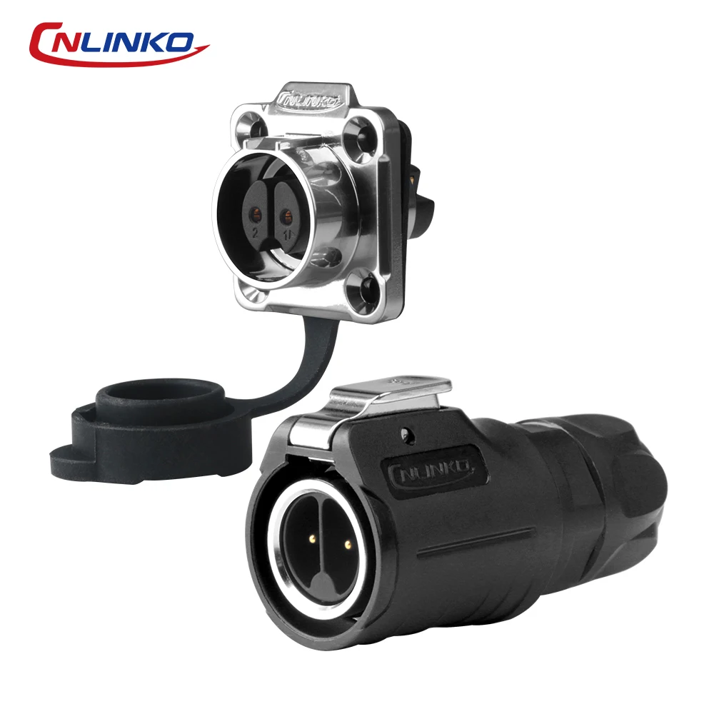 CNLINKO LP16 Waterproof Screw Lock Connector 2 Pin 10A 400V Semi-Metal Quick Plug Socket for Outdoor LED & Landscape Lighting