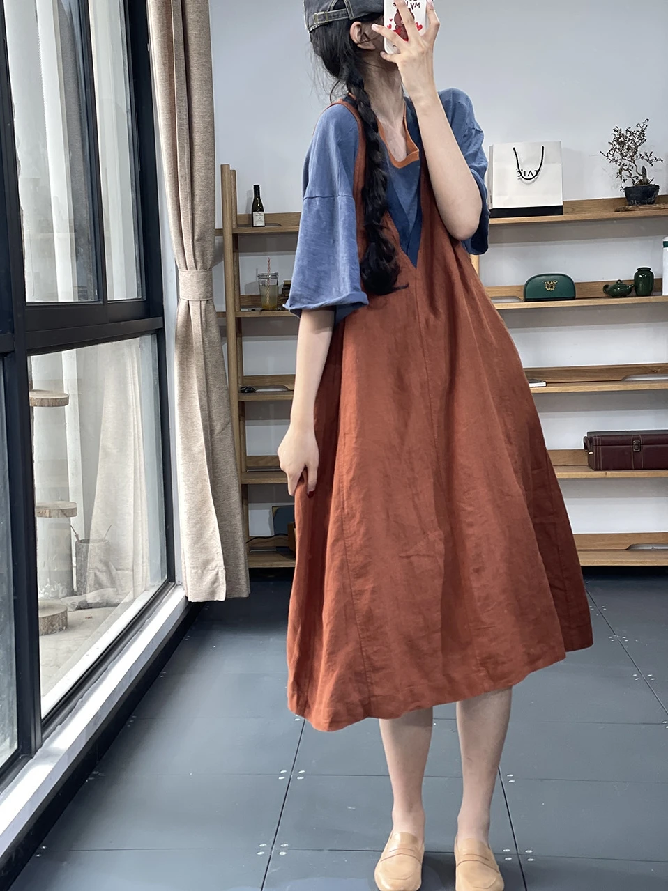 

Льняной женский жилет Dr Color Blo, винтажный большой свободный жилет с v-образным вырезом и высокой талией, летний повседневный корейский жилет трапециевидной формы