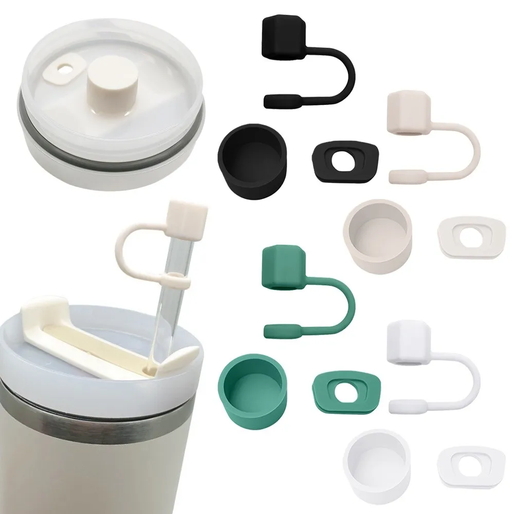 Reusable 3-piece set Hexagonal Nut Straw Cap Proof Splash Drinking Straw Topper Dustproof Silicone Straw Cover