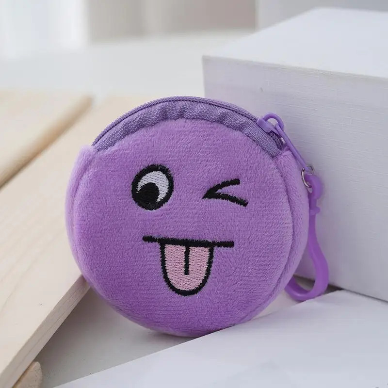 10/30/50PCS round coin purse mixed style and color expression coin purse cartoon embroidery small bag coin purse plush bag