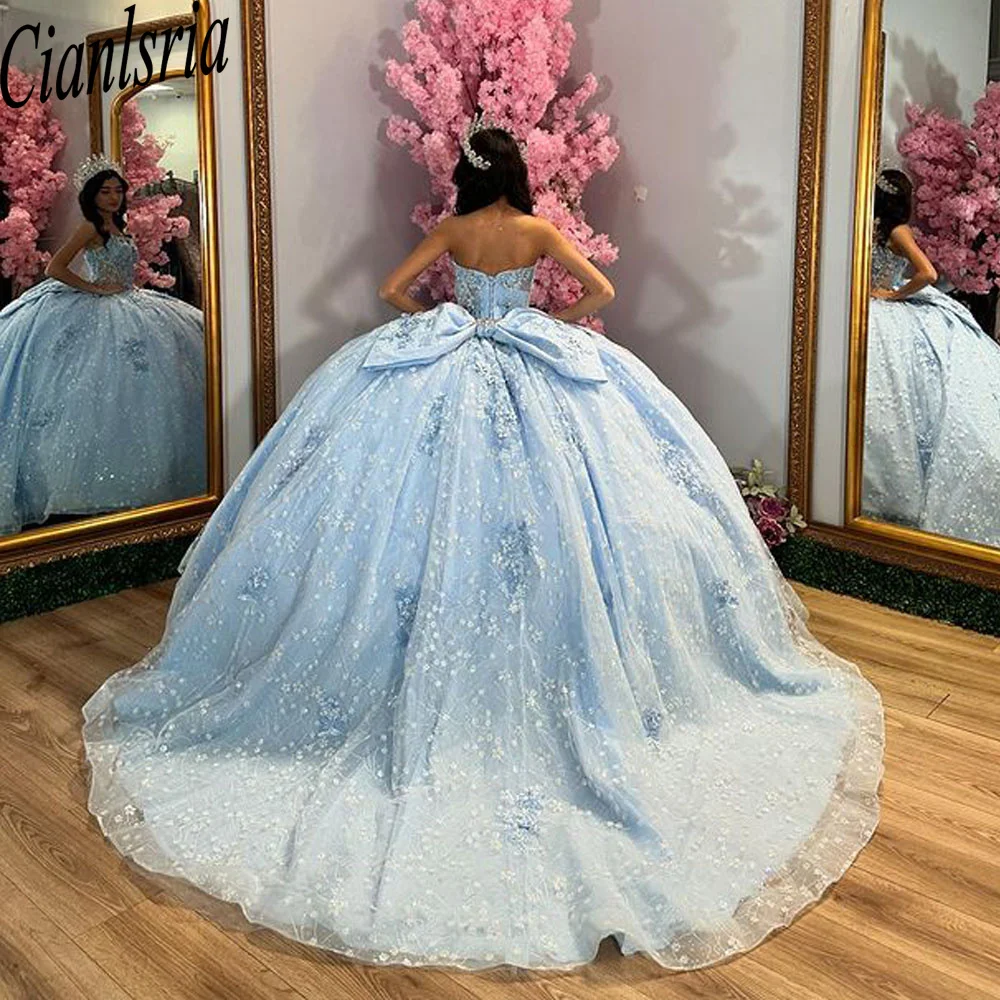 Mexikanisches himmelblaues Prinzessin-Ballkleid für 15-Jährige, Quinceanera-Kleider, Geburtstagsfeier, Vestidos de 15 Años