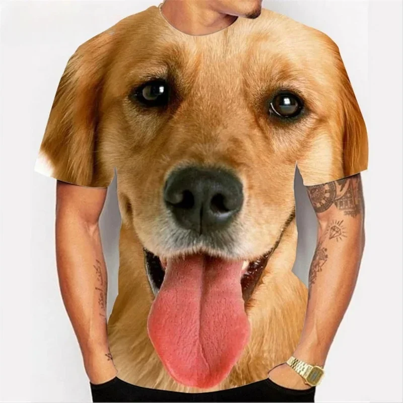 3D Printed Cute Dog T-Shirt For Men Animal Pattern Tees Summer Casual Oversized Short Sleeve Tops Unisex Round Neck T Shirts