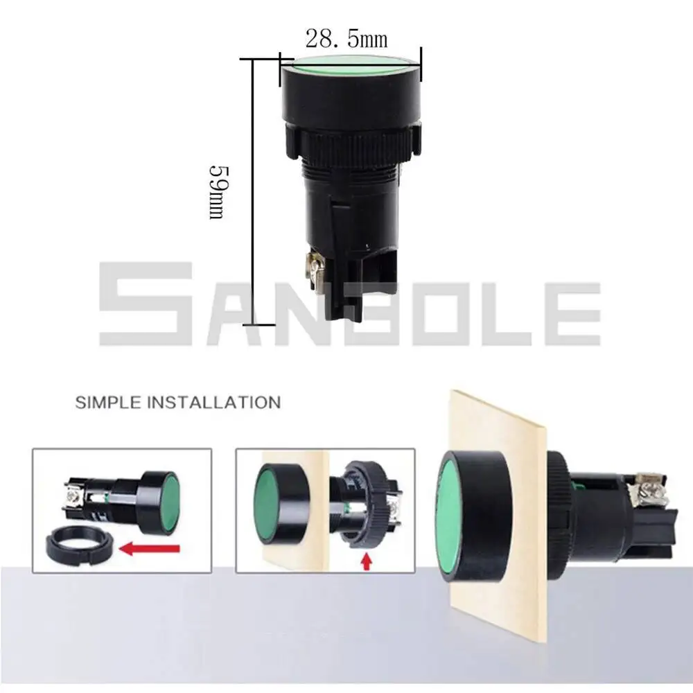 10 قطعة مفتاح بـزر دفع بلاستيكي 22 مللي متر 10A إعادة لحظة مسامير محطة شقة جولة NO/NC XB2-EA142 XB2-EA131 XB2-EA121 #2
